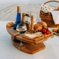 Klappbarer Holz-Picknicktisch mit Wein- und Snackfächern