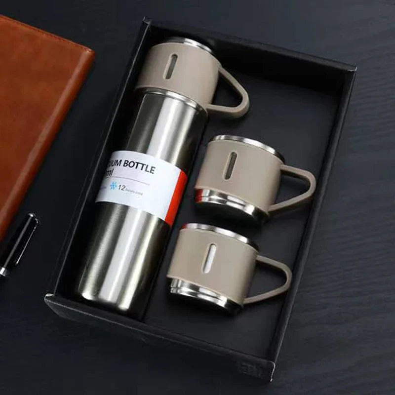Thermoskanne Geschenkset mit 3 Bechern – Warm & Kalt, 500 ml