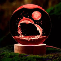 Kristallglaskugel mit 3D-Lasergravur & Farbwechselnder LED-Basis
