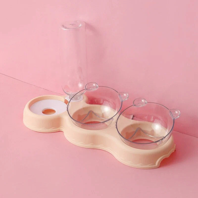 3-in-1 Futternapf-Set mit automatischem Wasserspender