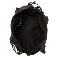 Schwarze Handtasche aus PU-Leder mit Vintage-Waschung