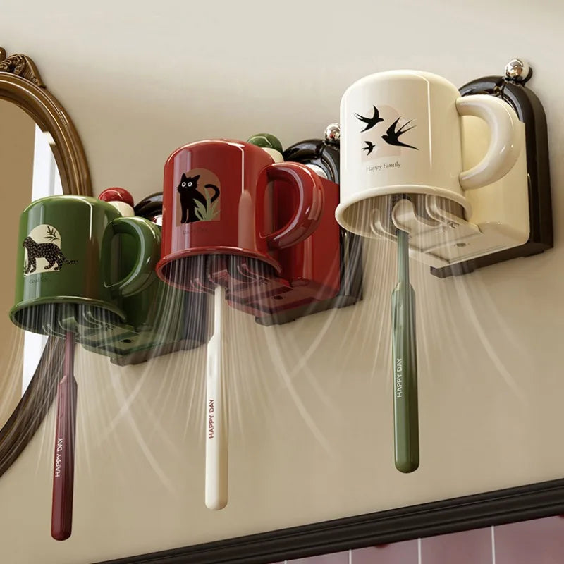 Zahnbürstenhalter mit Becher – Wandmontage Ohne Bohren