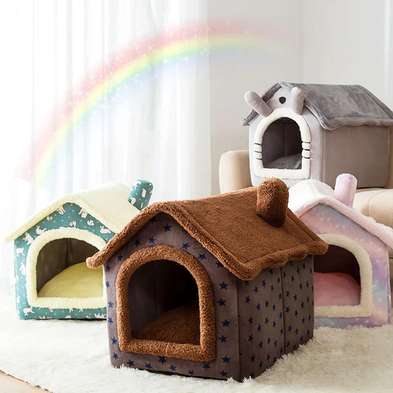 Weiches Tierhaus-Bett – Gemütliches Schlafhäuschen für Katzen & Kleinhunde
