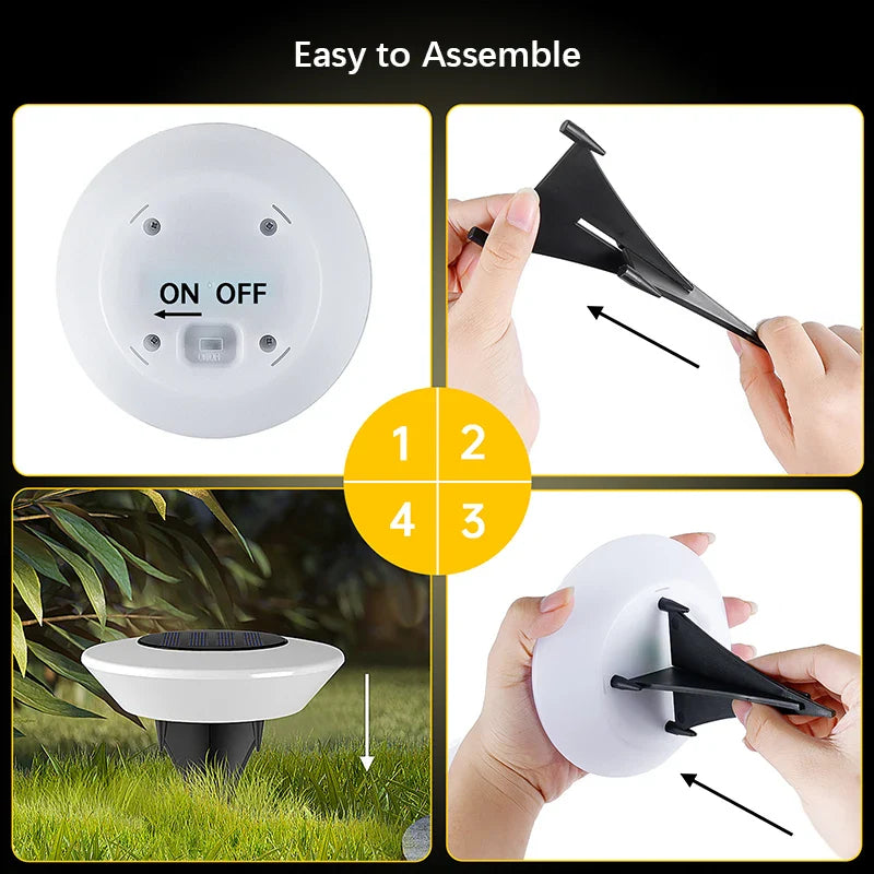 Solar-Bodenleuchte mit 14 LEDs und 360°-Bodenbeleuchtung – 4er-Set