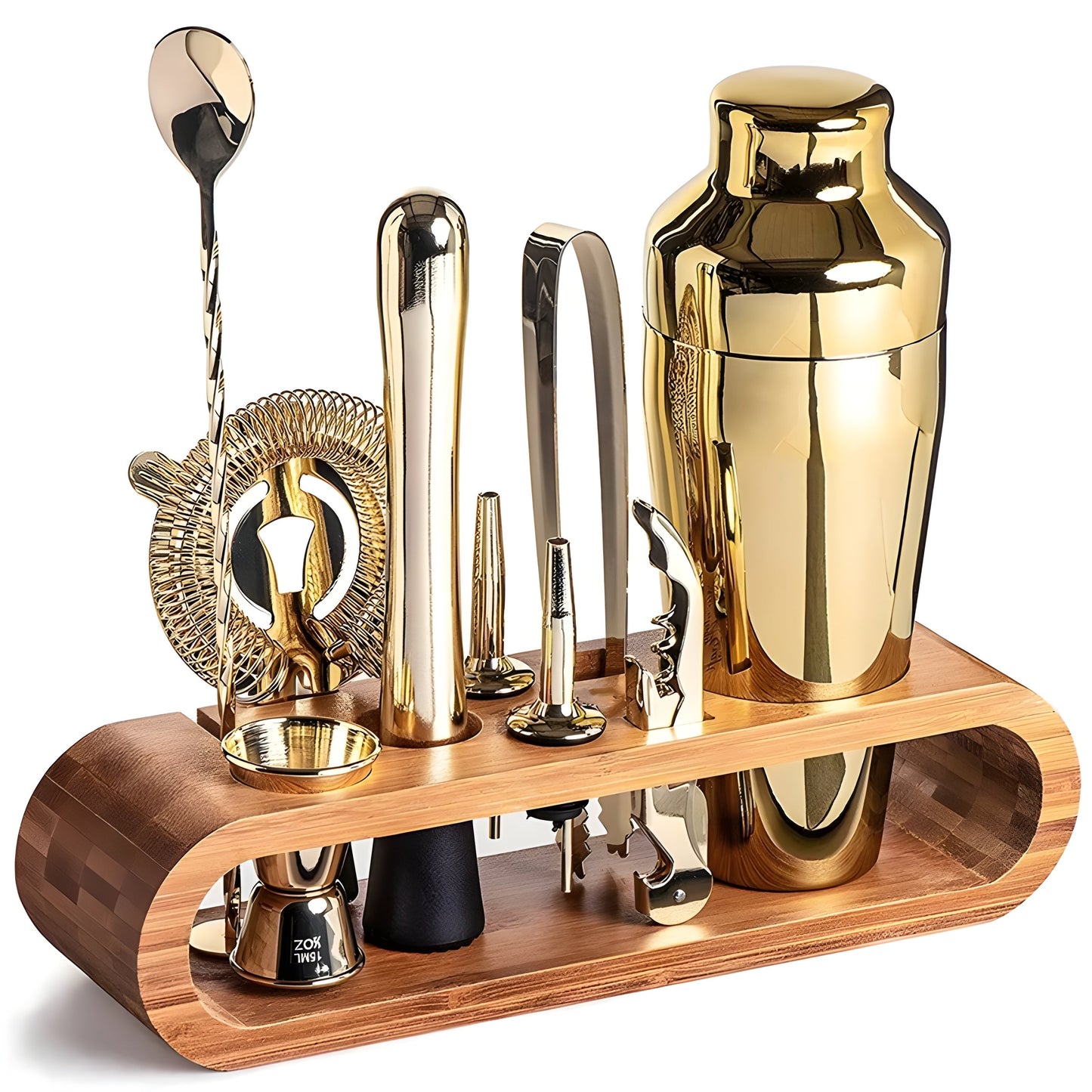 Cocktail-Set mit Bambus-Ständer – 10-teilig