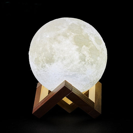 Mondlampe mit Holzständer – 16 Farben & Dimmbar