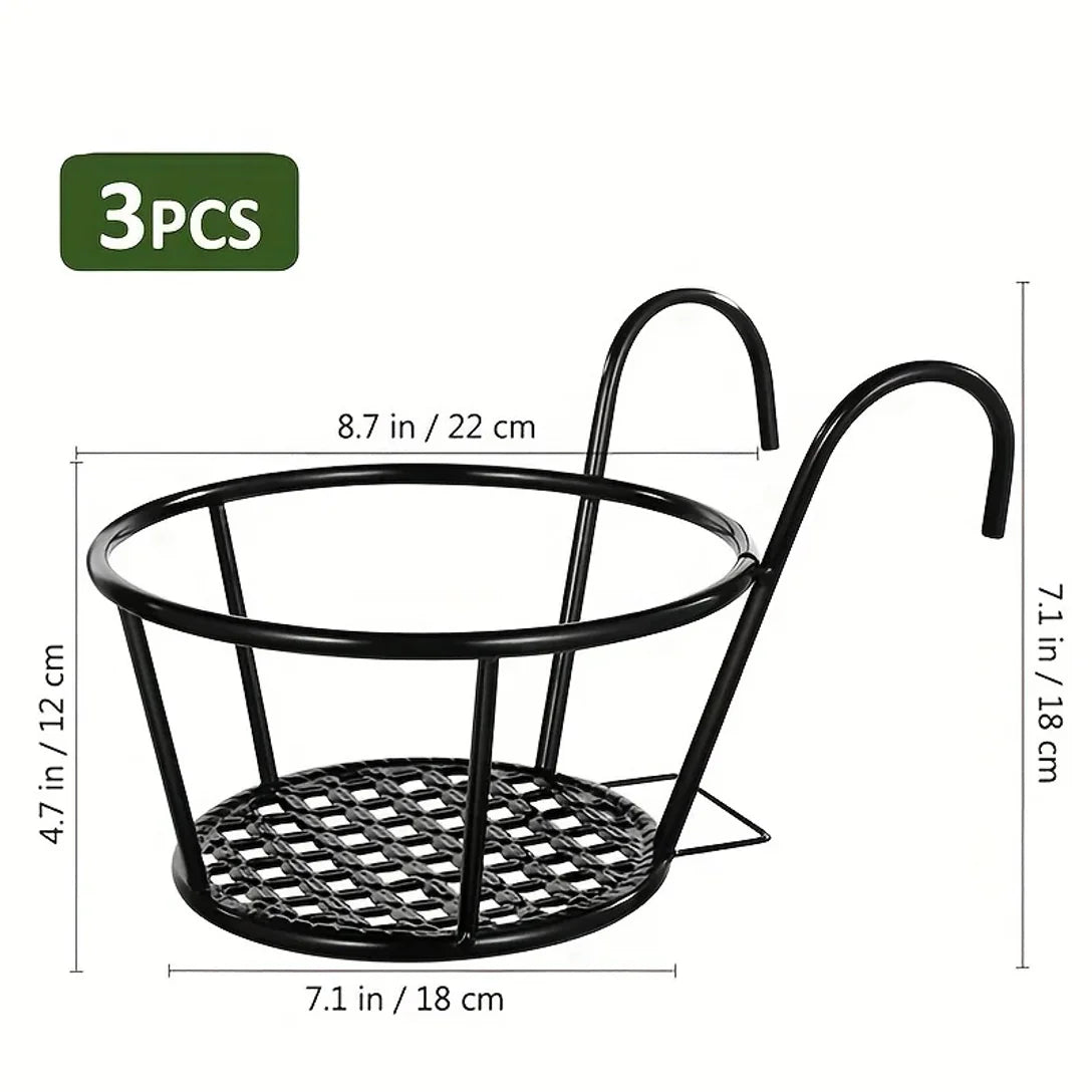 Hängende Balkon-Topfhalter mit Haken – 3er-Set
