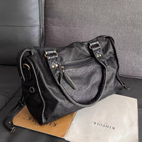 Schwarze Handtasche aus PU-Leder mit Vintage-Waschung