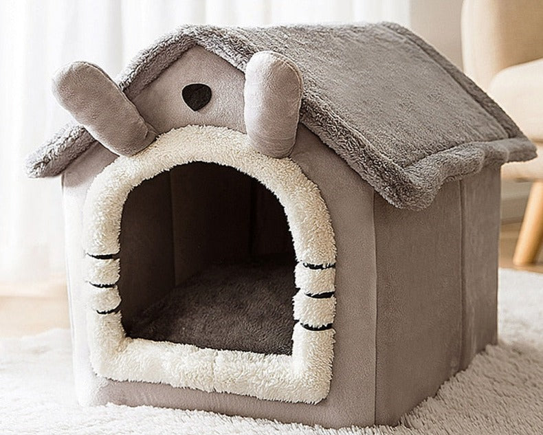 Weiches Tierhaus-Bett – Gemütliches Schlafhäuschen für Katzen & Kleinhunde