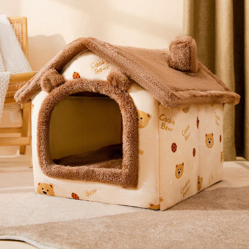Weiches Tierhaus-Bett – Gemütliches Schlafhäuschen für Katzen & Kleinhunde