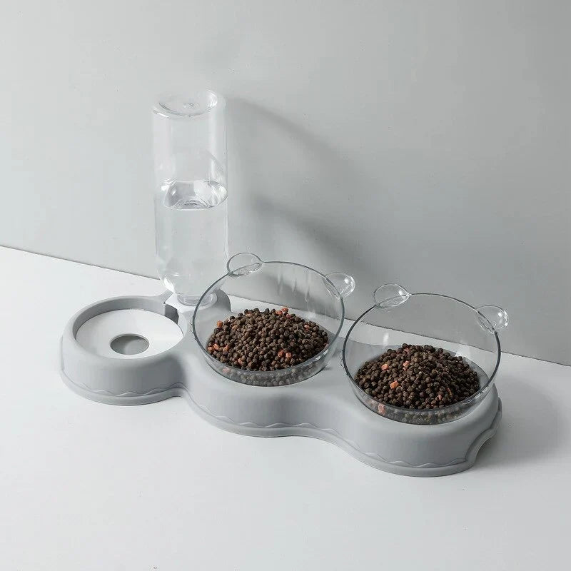 3-in-1 Futternapf-Set mit automatischem Wasserspender