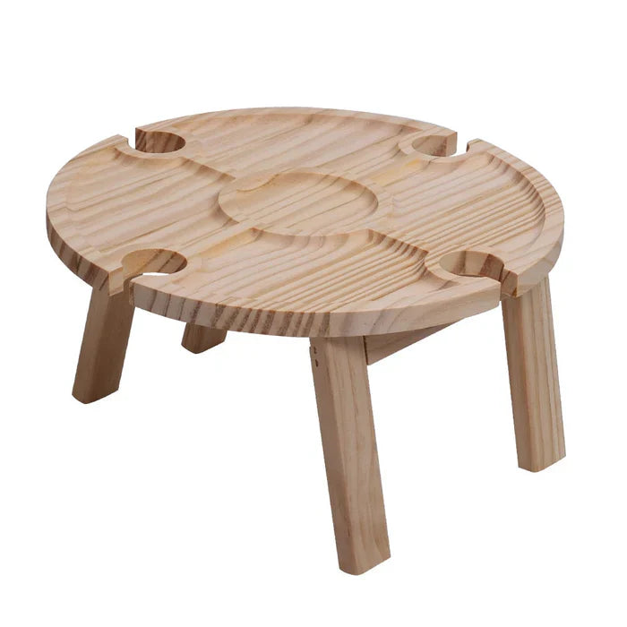 Klappbarer Holz-Picknicktisch mit Weinglashaltern & Flaschenhalter