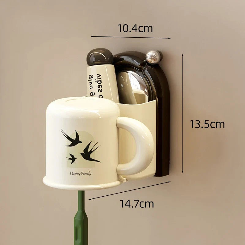 Zahnbürstenhalter mit Becher – Wandmontage Ohne Bohren