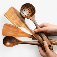 Holz-Küchenbesteck-Set – 11-teilig mit Schneebesen