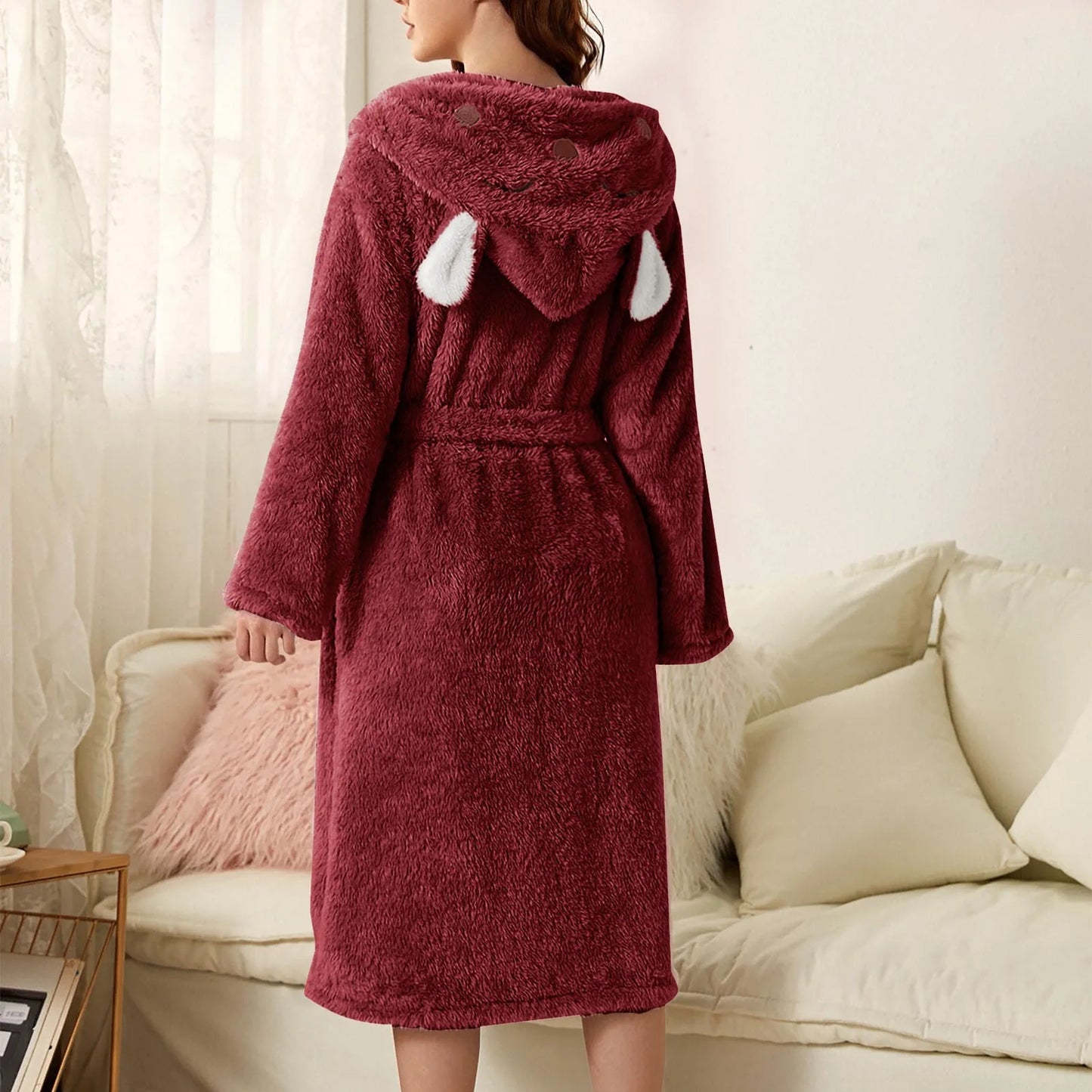 Flanell-Bademantel mit Kapuze