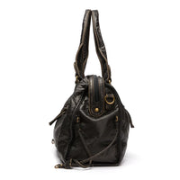 Schwarze Handtasche aus PU-Leder mit Vintage-Waschung