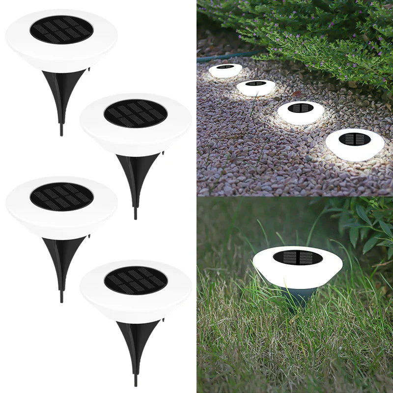 Solar-Bodenleuchte mit 14 LEDs und 360°-Bodenbeleuchtung – 4er-Set
