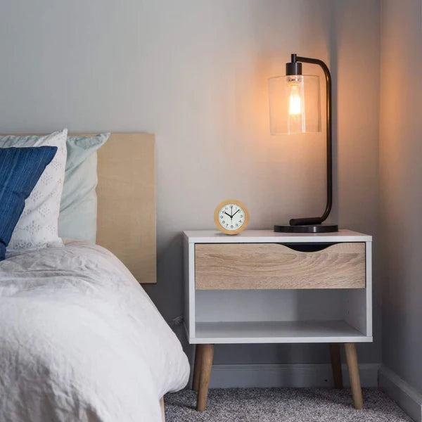 Lautloser Holz-Wecker mit LED-Nachtlicht