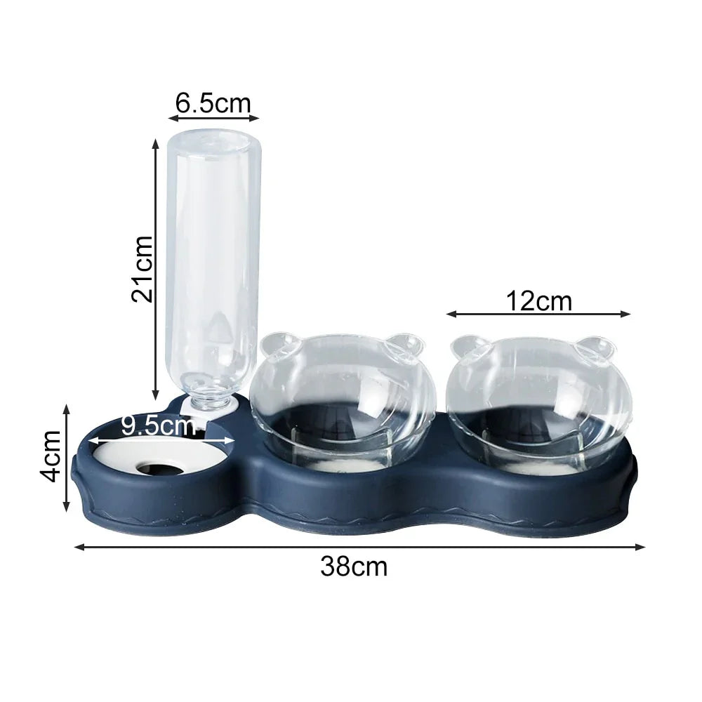 3-in-1 Futternapf-Set mit automatischem Wasserspender