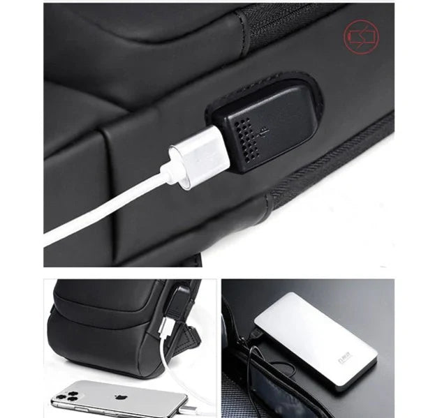 Crossbody-Bag mit USB-Anschluss & Zahlenschloss – Diebstahlsicher