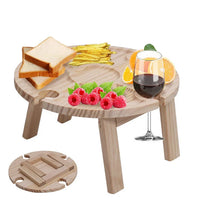 Klappbarer Holz-Picknicktisch mit Weinglashaltern & Flaschenhalter