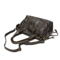 Schwarze Handtasche aus PU-Leder mit Vintage-Waschung