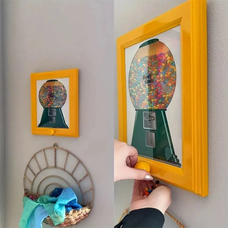 Seltener Vintage-Rahmen Bonbonspender — Wandkunst mit süßer Überraschung