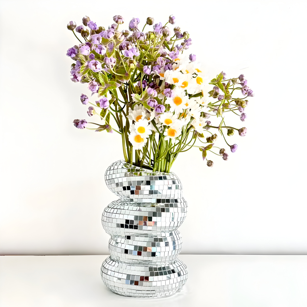 Spiegelkachel-Vase mit Spiraldesign