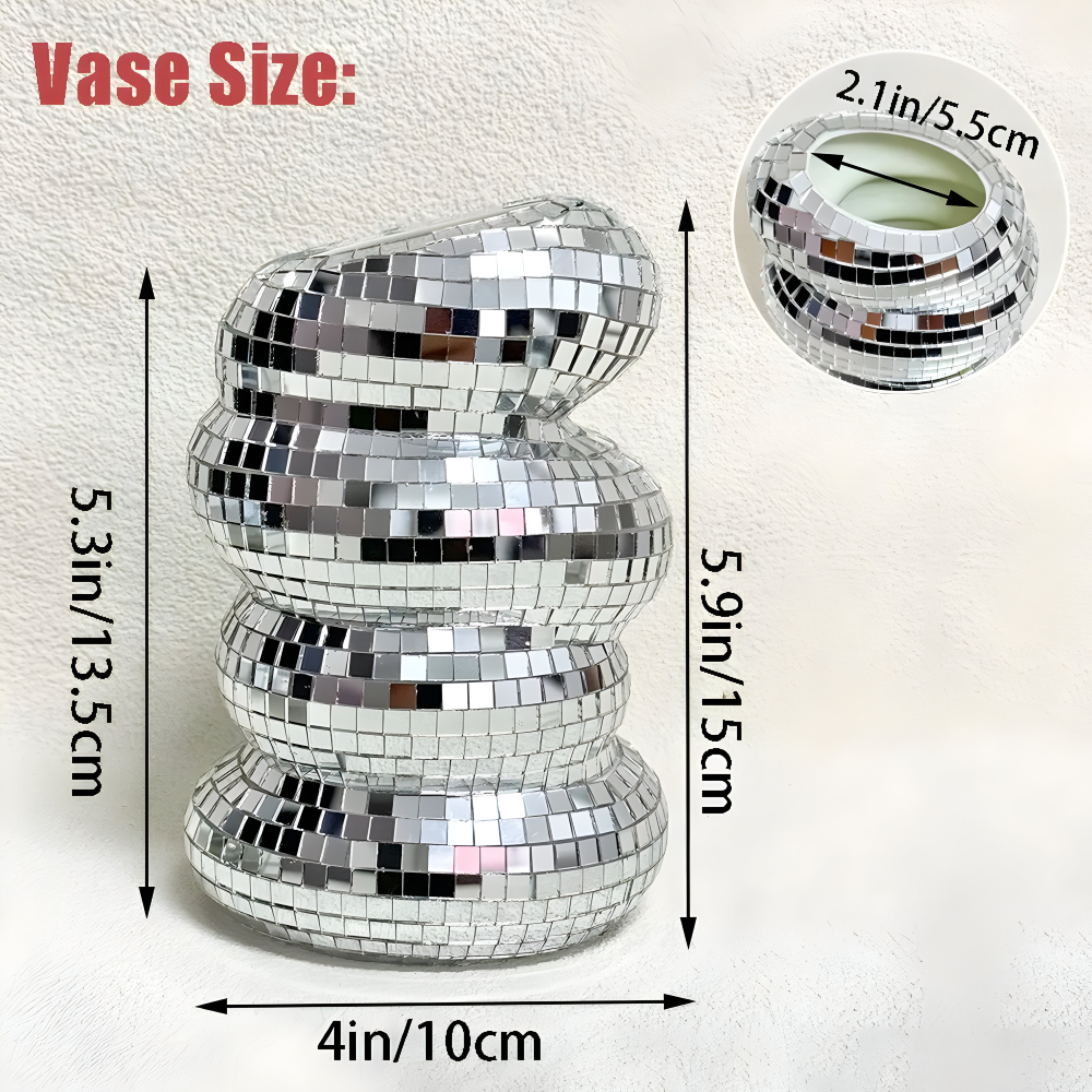 Spiegelkachel-Vase mit Spiraldesign