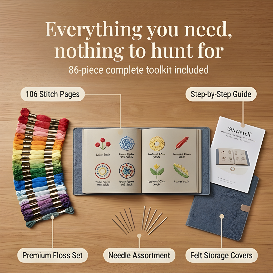 Stickbuch-Set – 106 Stiche Schritt für Schritt erlernen