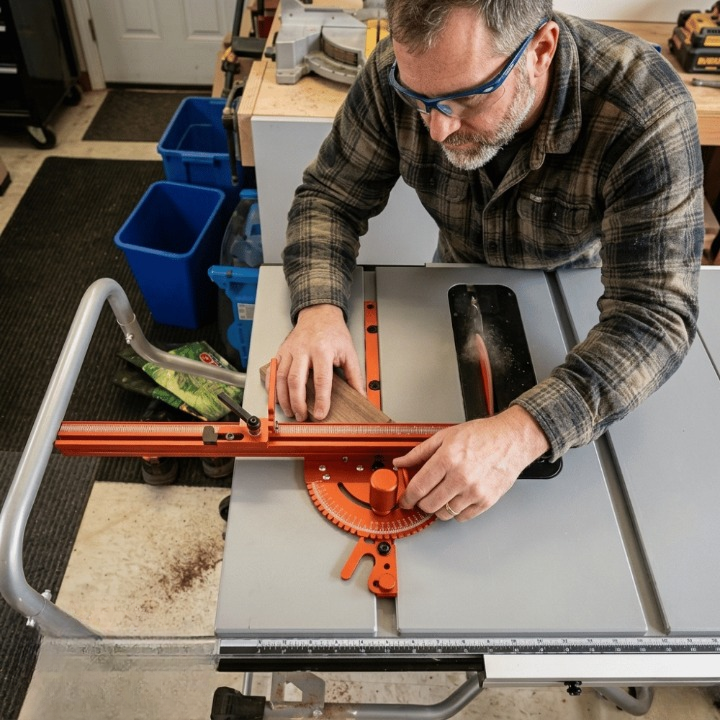 Aluminium-Gehrungsanschlag mit Winkelmesser – 0° bis 60° verstellbar
