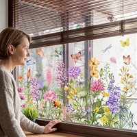Fensteraufkleber mit Blumen- und Schmetterlingmotiven