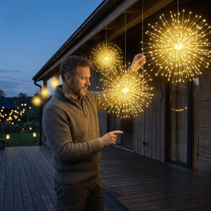 Solar-Feuerwerkslichter – Automatische LED-Dekoration für den Außenbereich
