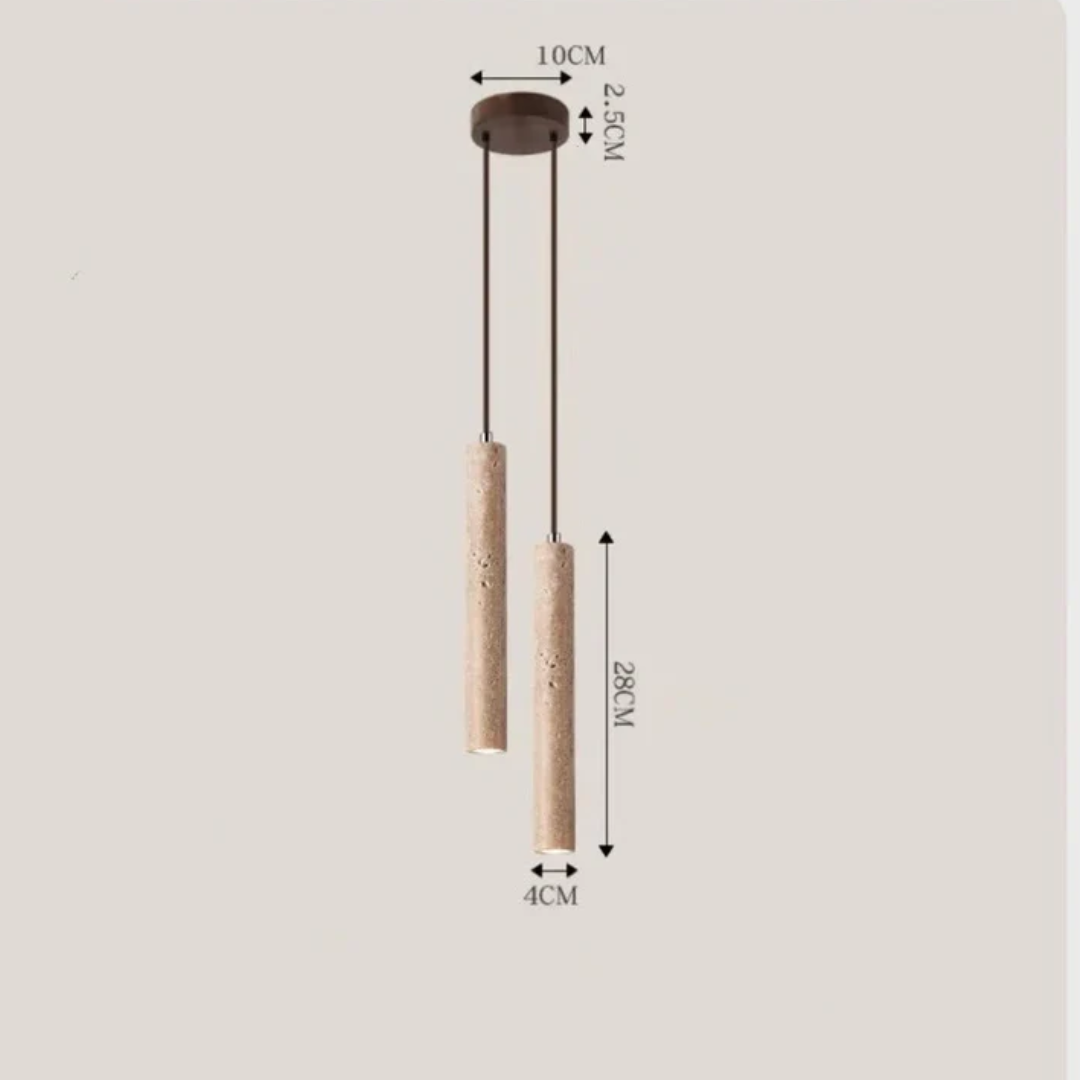 Travertin-LED-Pendelleuchte – Minimalistischer Wabi-Sabi-Stil, Warmweiß