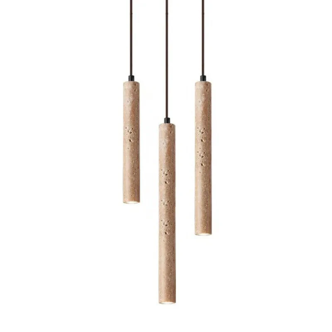 Travertin-LED-Pendelleuchte – Minimalistischer Wabi-Sabi-Stil, Warmweiß