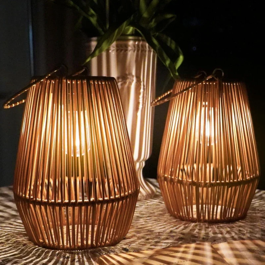 Handgewebte Solar-Gartenlaterne – Wasserdichtes Rattan-LED-Licht