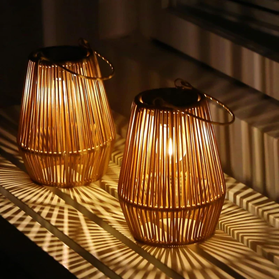 Handgewebte Solar-Gartenlaterne – Wasserdichtes Rattan-LED-Licht