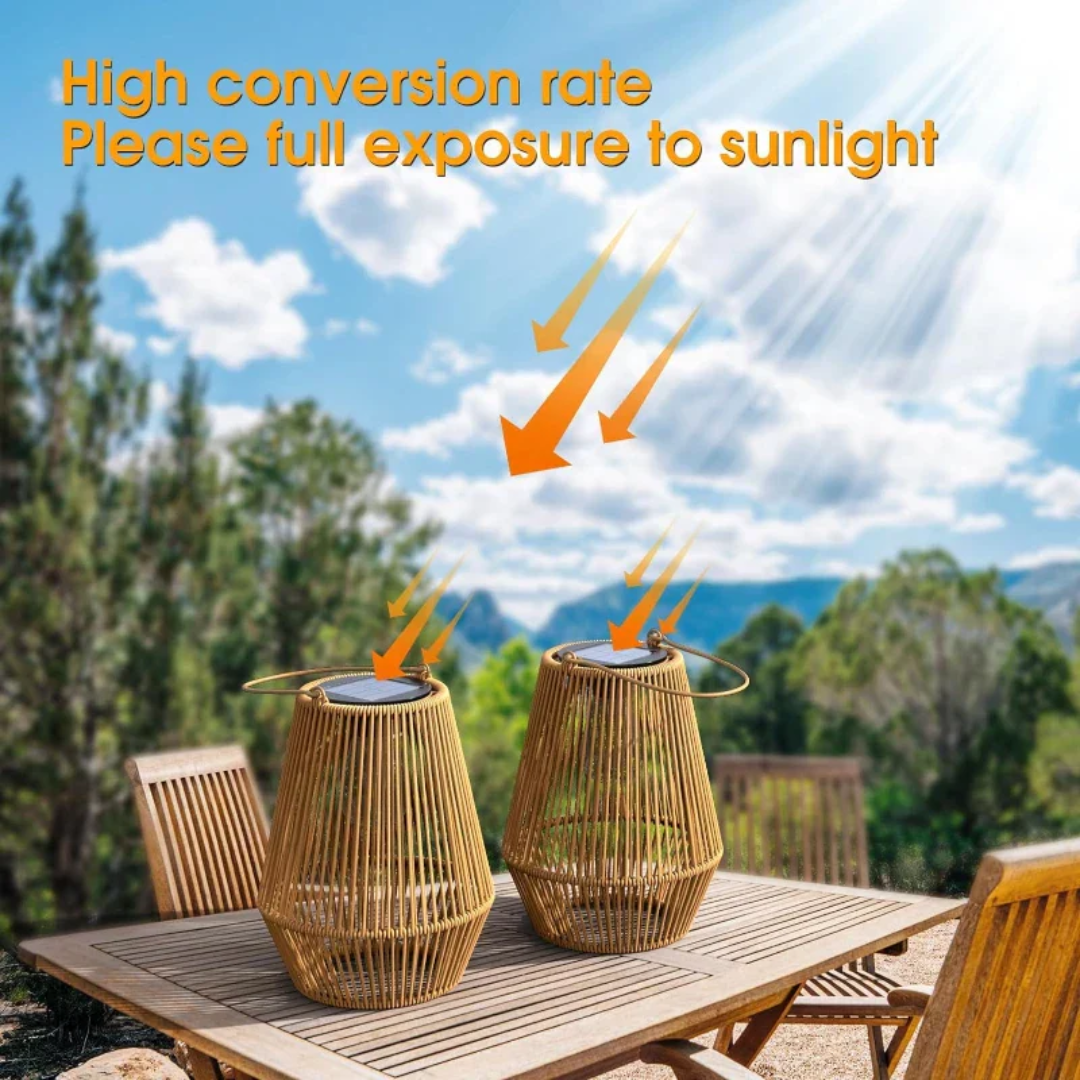 Handgewebte Solar-Gartenlaterne – Wasserdichtes Rattan-LED-Licht