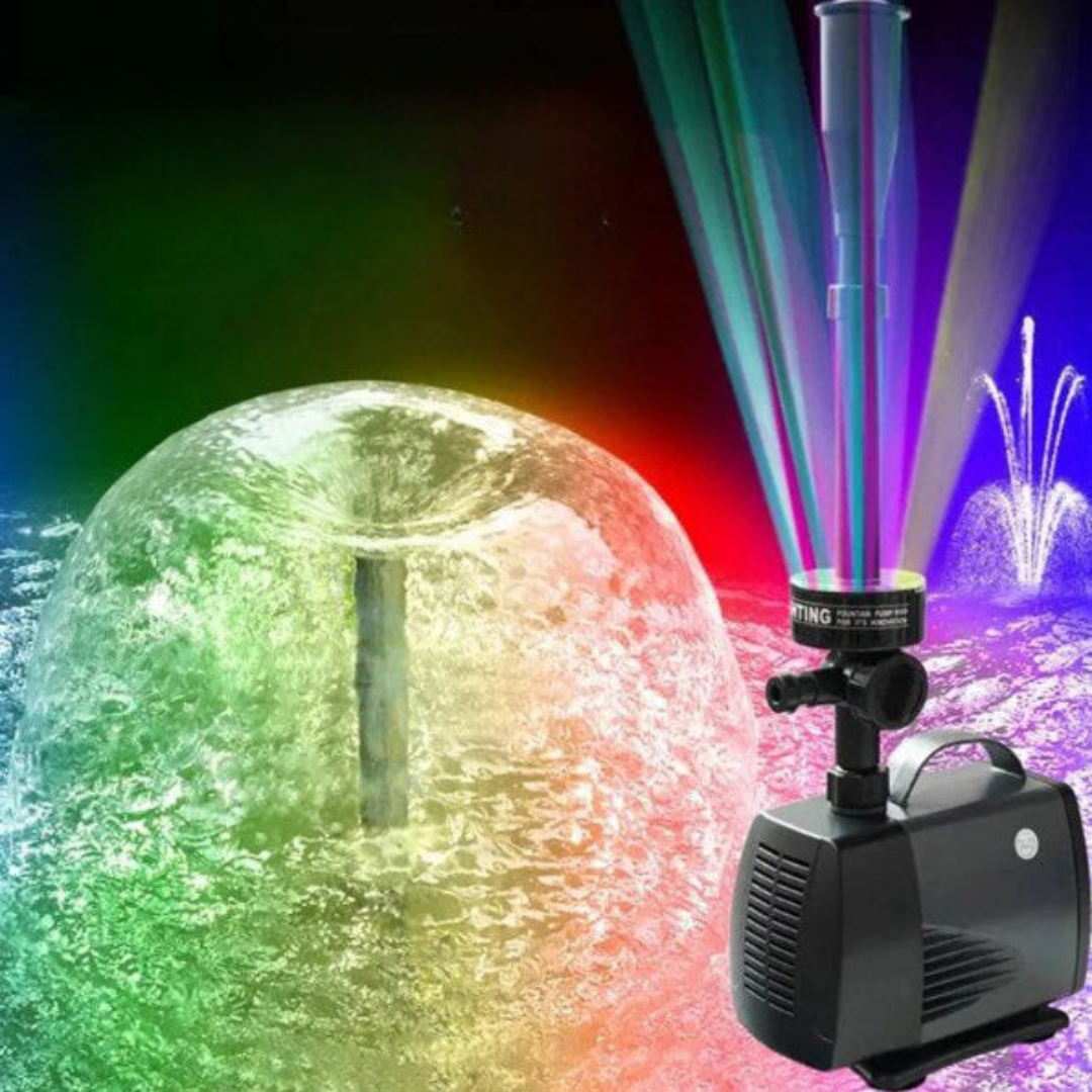 Gartenbrunnen-Pumpe mit 12 LED-Leuchten