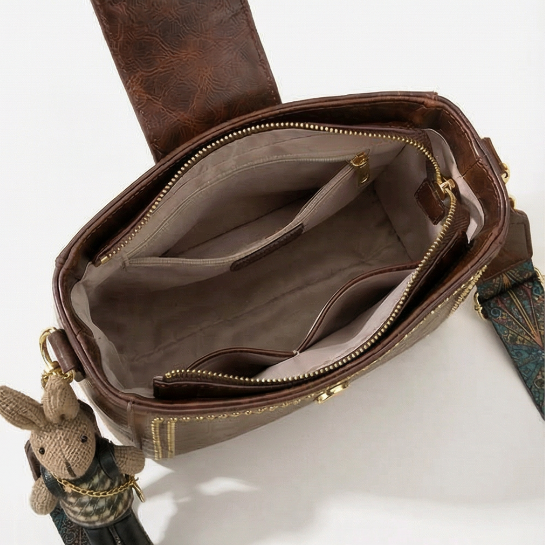 Vintage Crossbody-Beuteltasche mit gewebtem Kunsthandwerk-Träger