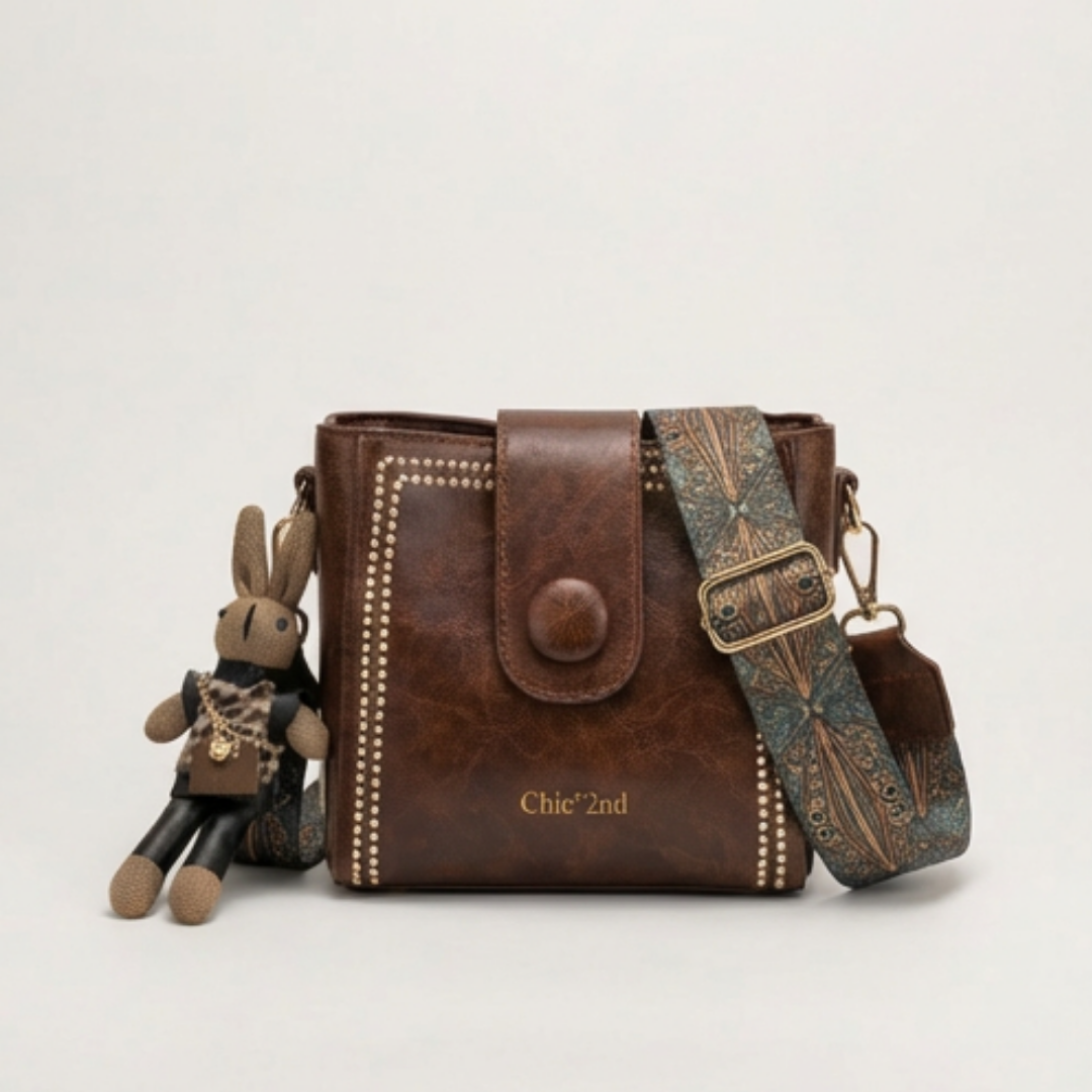 Vintage Crossbody-Beuteltasche mit gewebtem Kunsthandwerk-Träger