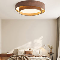 Holz-Deckenleuchte mit integrierter LED – Warmer Walnusston
