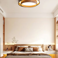 Holz-Deckenleuchte mit integrierter LED – Warmer Walnusston