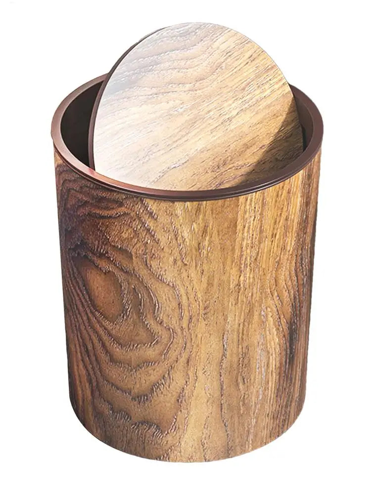 Mülleimer mit Schwingdeckel und Holzoptik