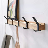 Wandgarderobe mit 5 Doppelhaken – Holz & Aluminium
