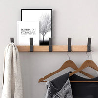 Wandgarderobe mit 5 Doppelhaken – Holz & Aluminium