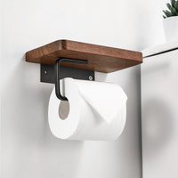 Toilettenpapierhalter aus Holz mit Ablage – Zur Wandmontage