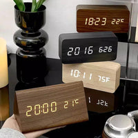 Holz-LED-Wecker mit Temperaturanzeige