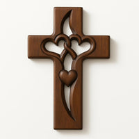 Holzkreuz Wanddeko mit Verschlungenen Herzen