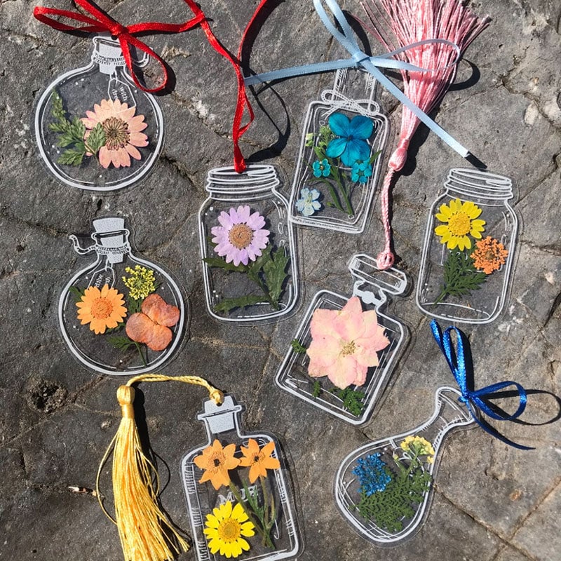 Trockenblumen-Lesezeichen-Set – 30 Stück mit Quaste